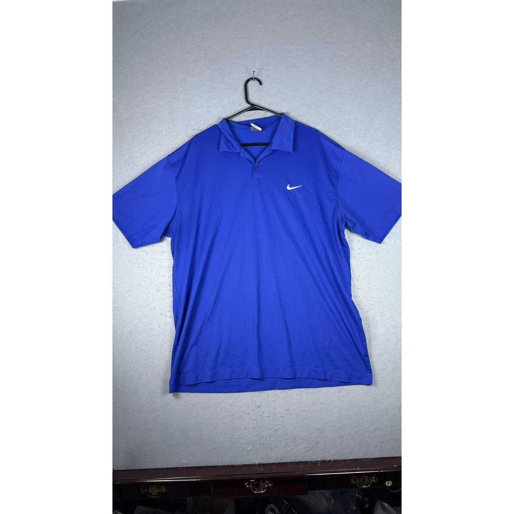 Nike Golf Polo Shirt Mens 2XL Blue Dri-FIT Swoosh Athletic‎ Performance Golf